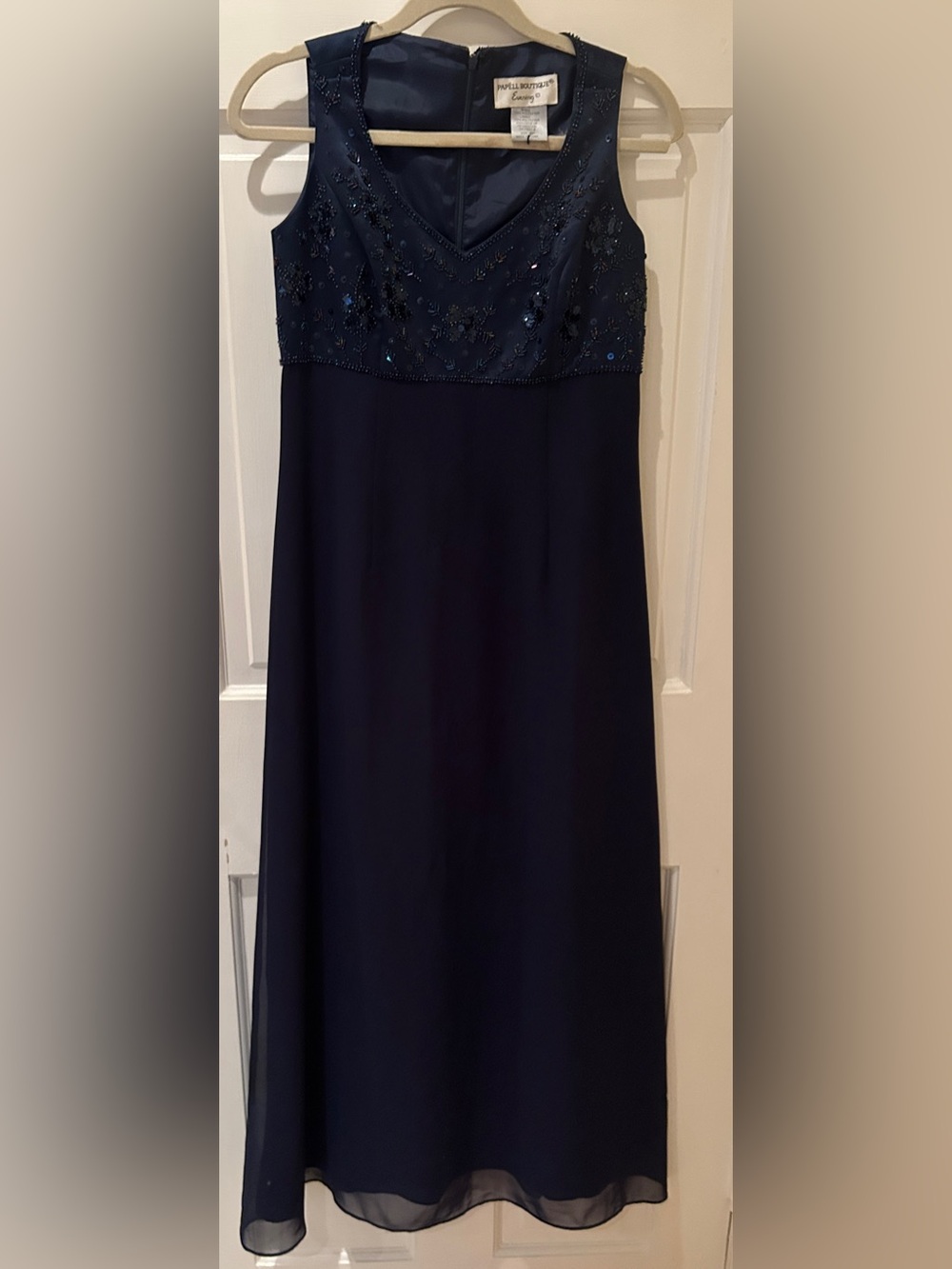 Adrianna Papell Navy Beaded Evening Dress